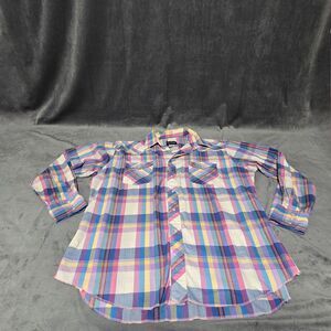 Vintage Wrangler Plaid Pearl Snap Western Shirt Men's XL